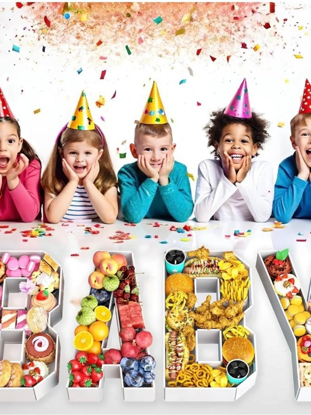 White Letter Snack Boxes - BABY Party Display Boxes